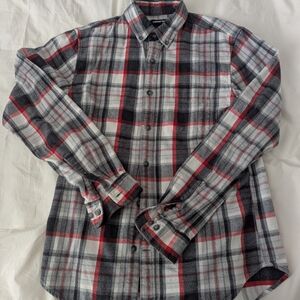 Lands' End Men's Casual Plaid Shirt - Black, Red, White